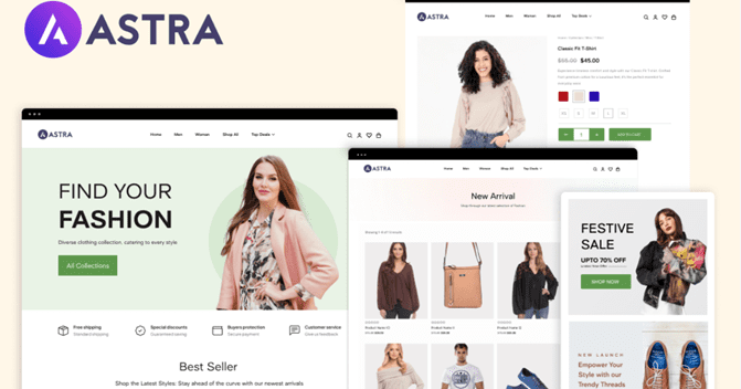 Astra Pro theme Screenshot of astra pro WordPress theme homepage demo – WooCommerce theme