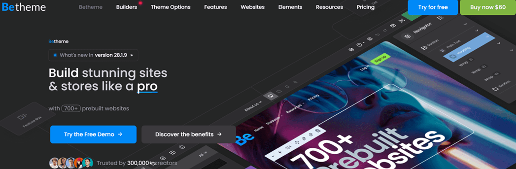 Betheme theme Screenshot of Betheme Envato WordPress theme homepage demo – template powerhouse