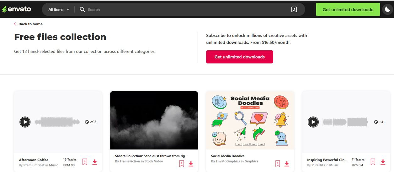 Envato free files screenshot