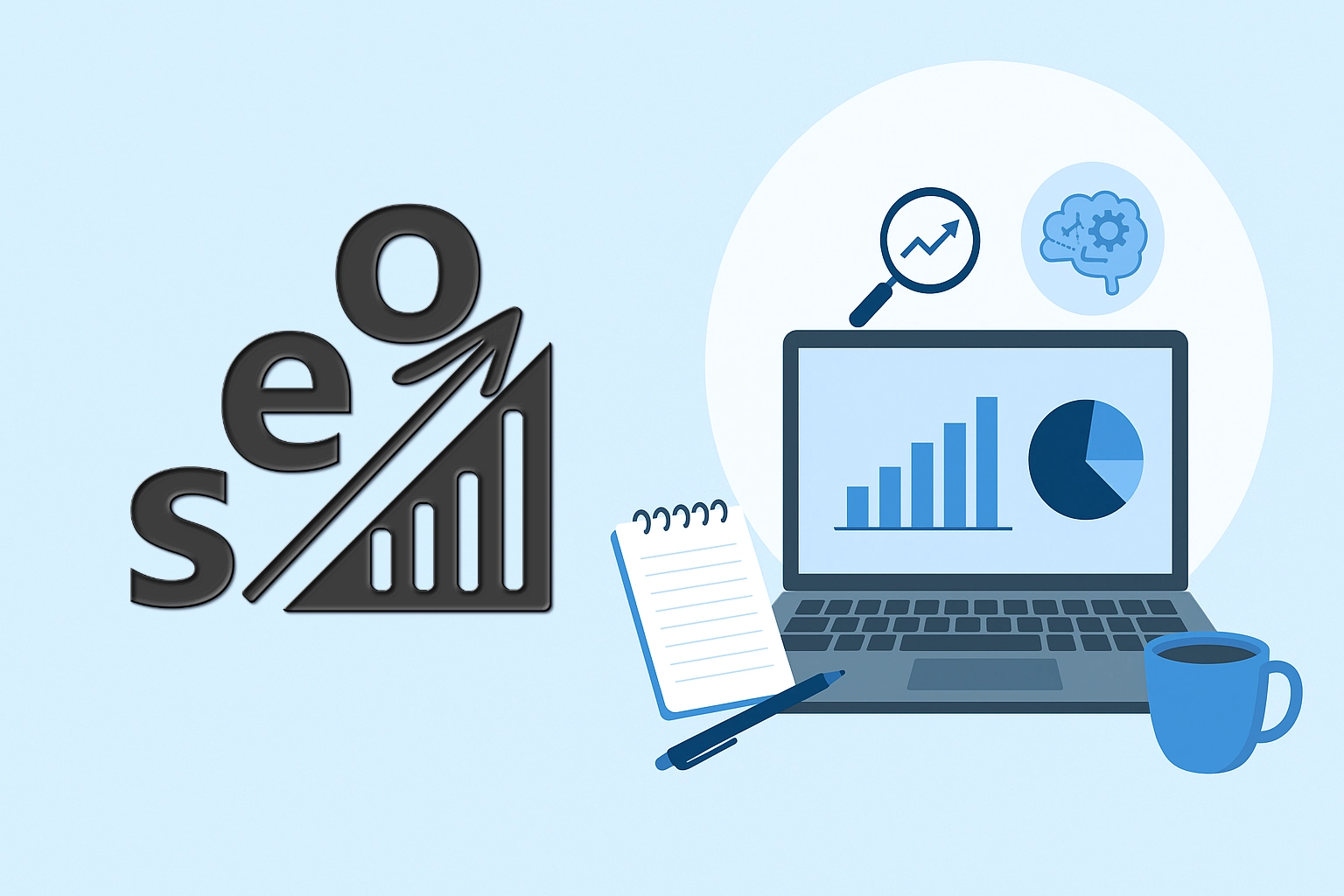 Illustration showing SEO content writing tools for small businesses in 2025