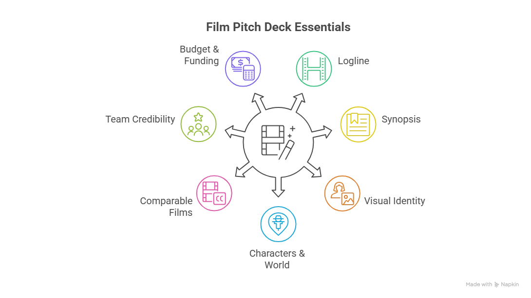 7 slides illustrating How to Make a Pitch Deck for Film_Visual selection