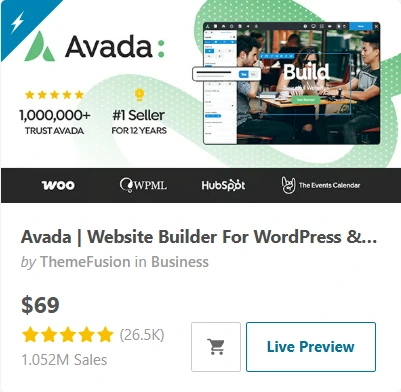 AVADA theme advertisement banner