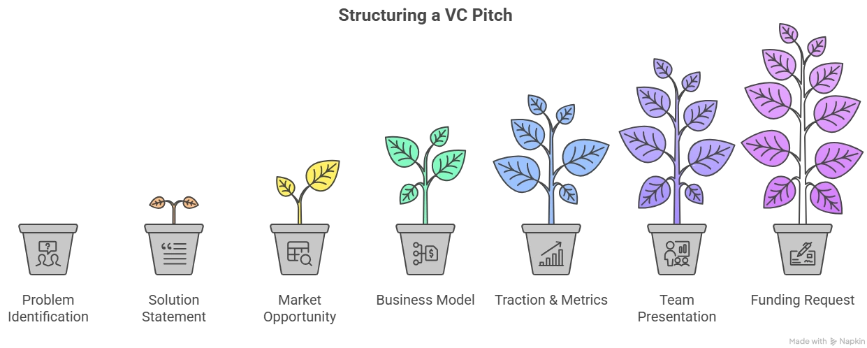 Infographic illustrating How to Structure Your Pitch to a VC