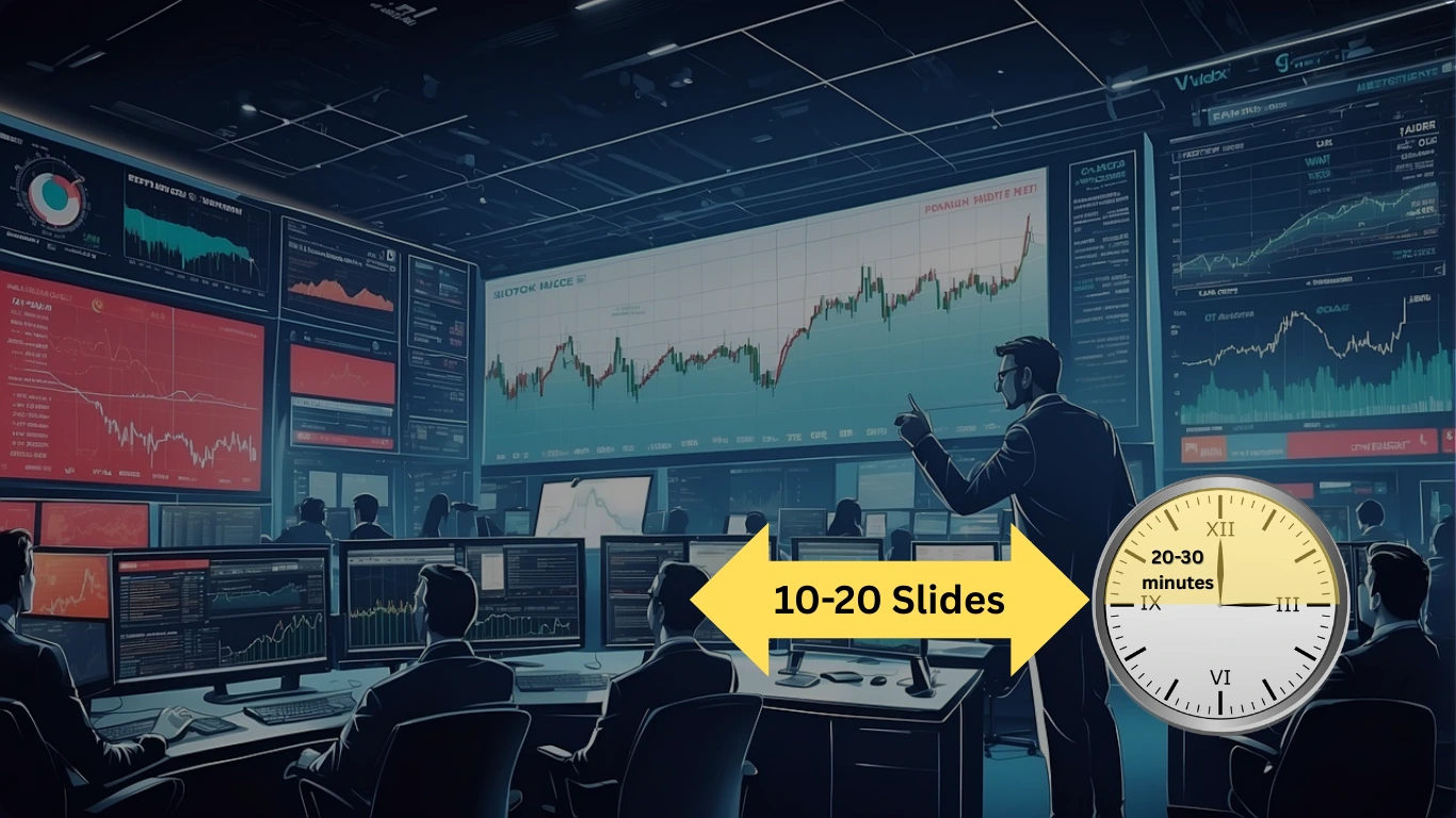 banner image showing a power point presentation illustrating how long should a pitch deck be